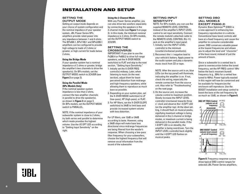 Installation and setup | JBL POWER SERIES PX300.4 User Manual | Page 6 / 8