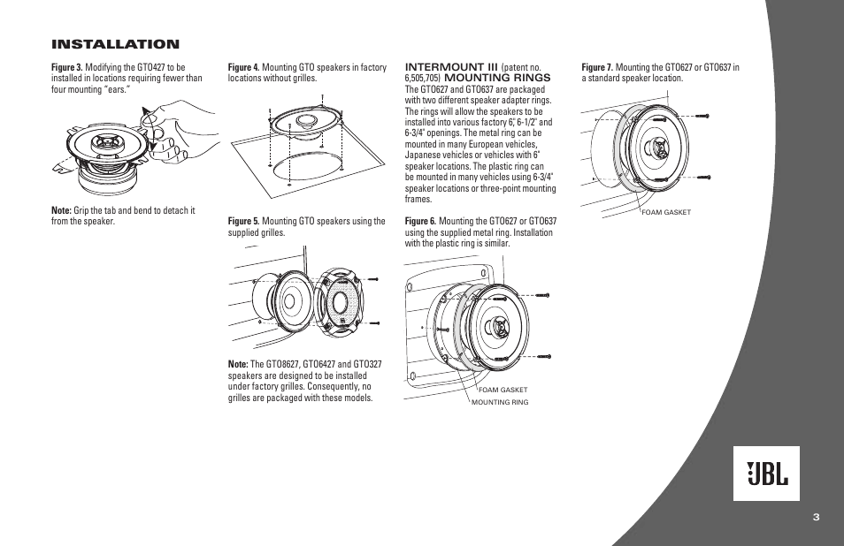 Installation | JBL GTO527 User Manual | Page 3 / 4