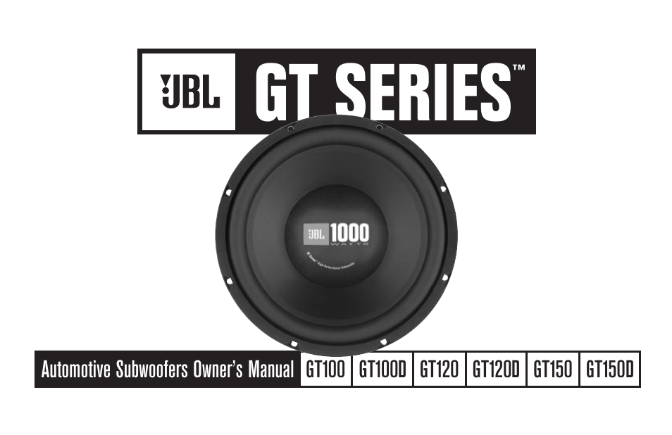 JBL GT150D User Manual | 4 pages