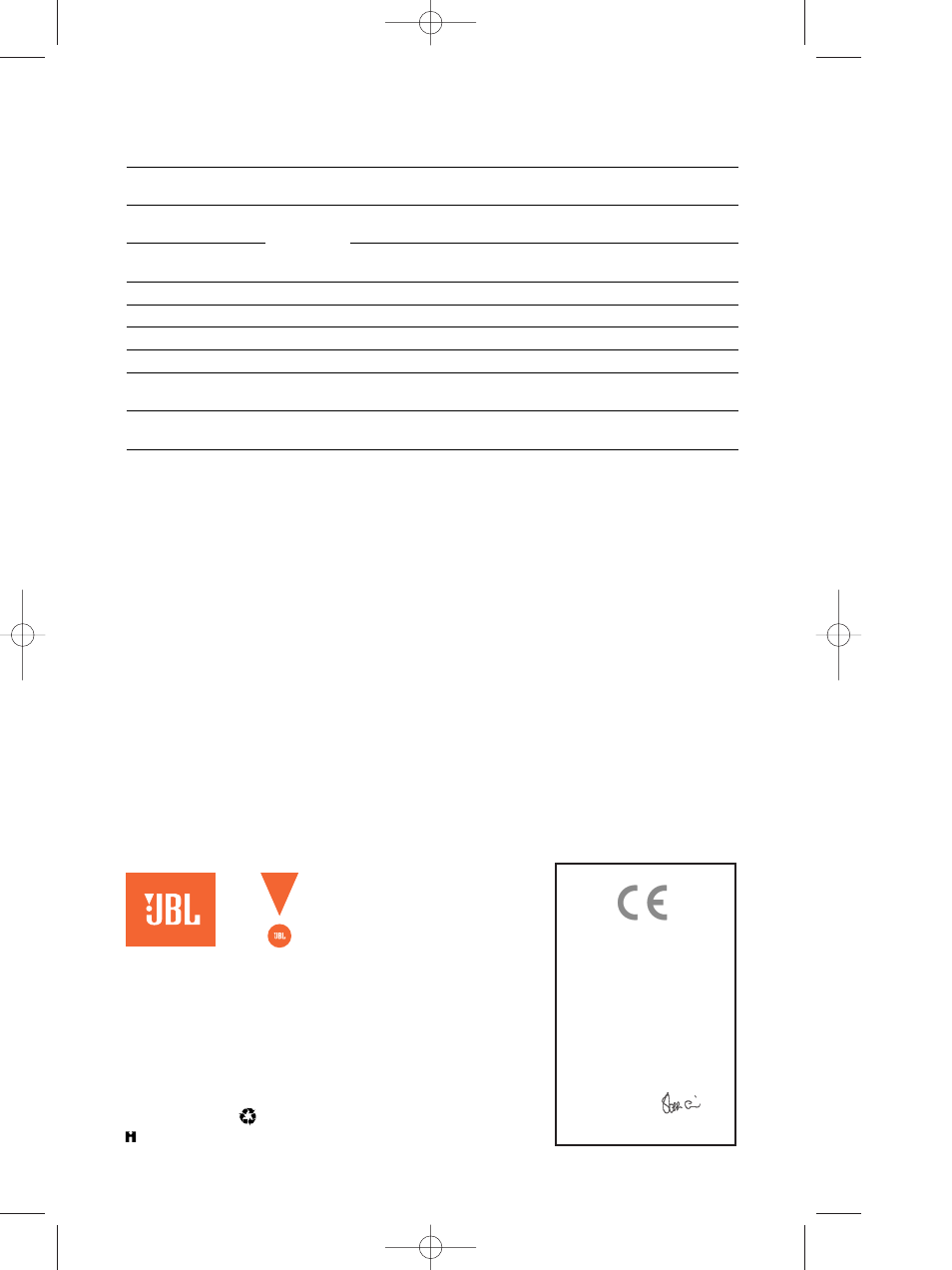 Specifications | JBL CM42 User Manual | Page 6 / 6