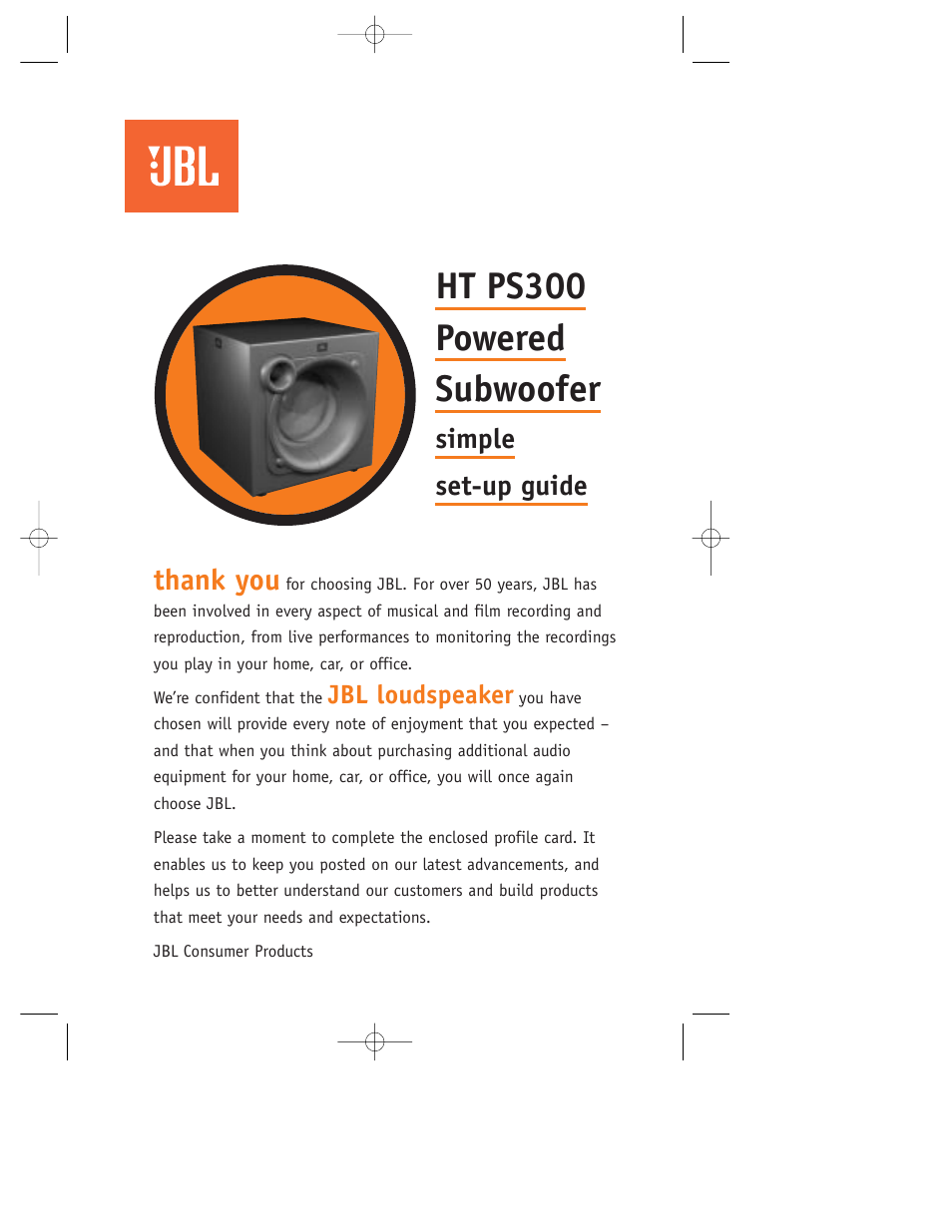 JBL HT PS300 User Manual | 8 pages