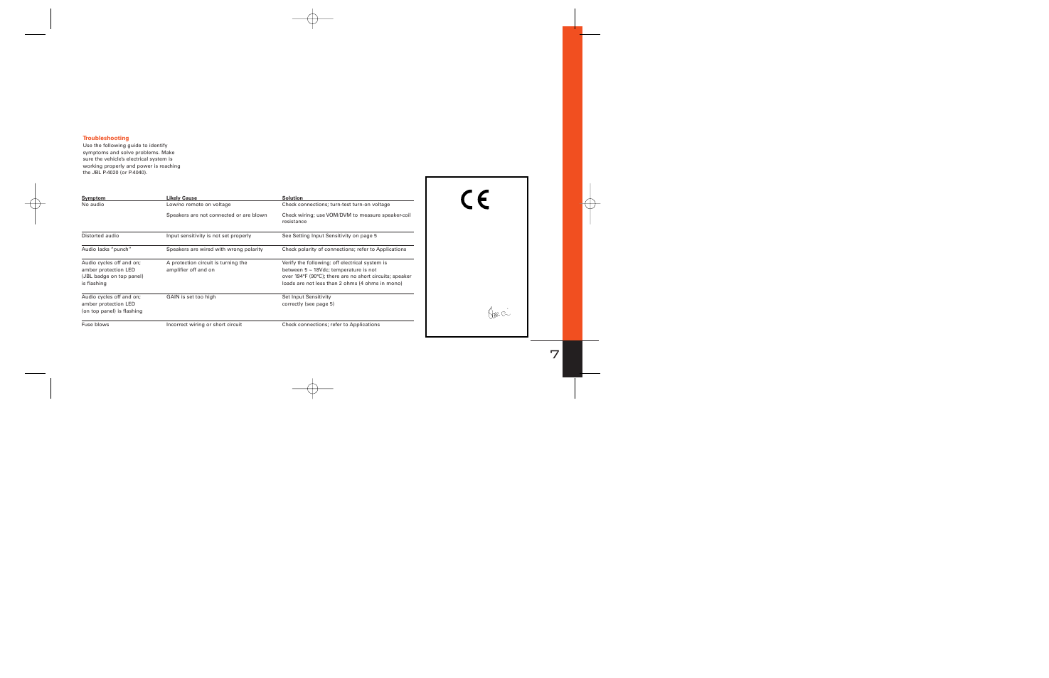 JBL P-4020 User Manual | Page 7 / 8