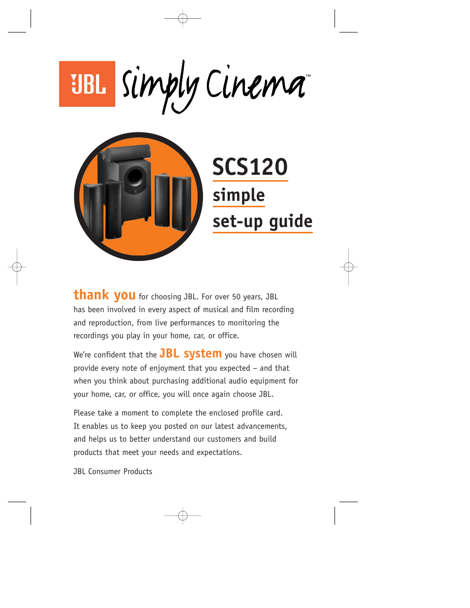 JBL SCS120 User Manual | 8 pages