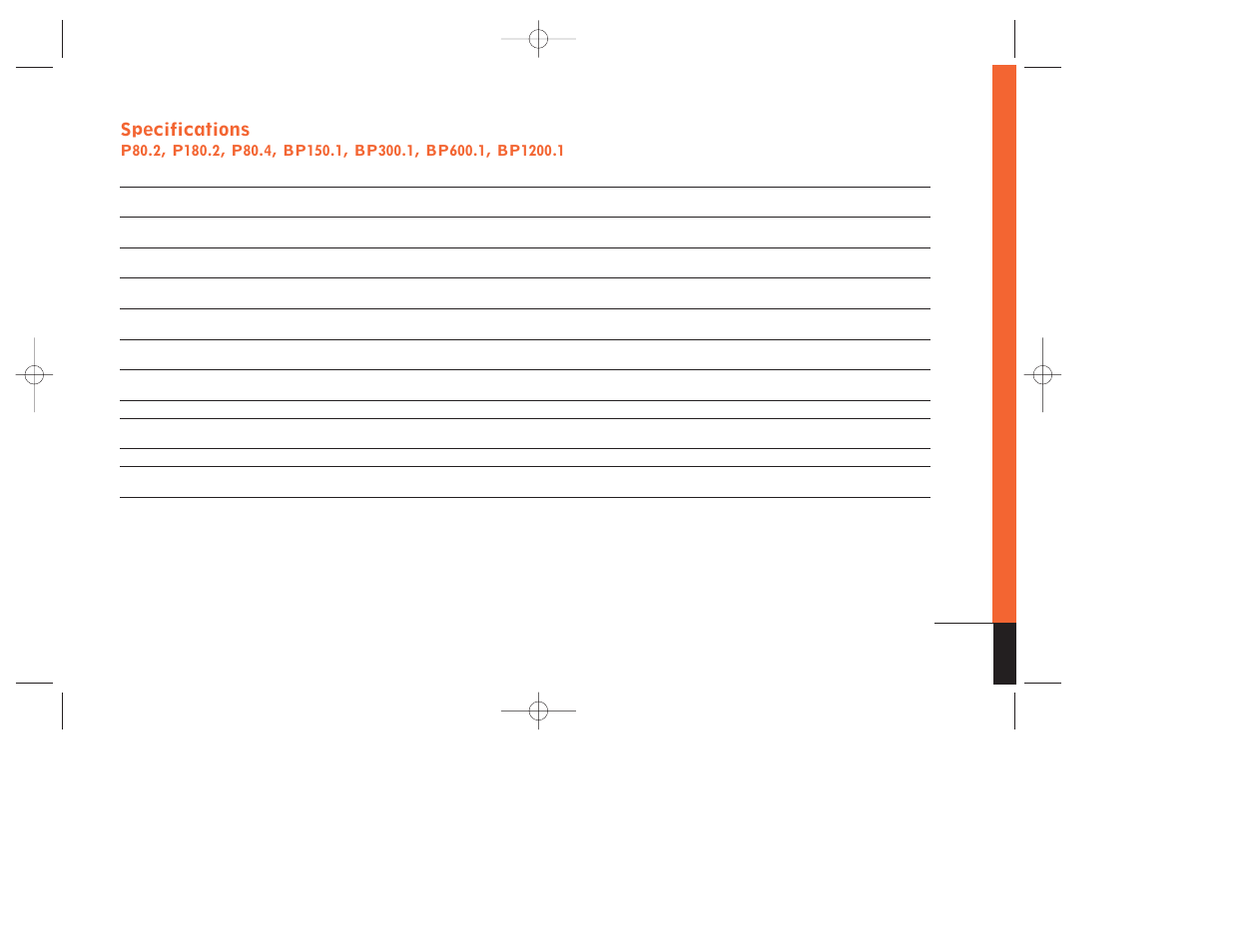 Specifications | JBL BP150.1 User Manual | Page 7 / 8