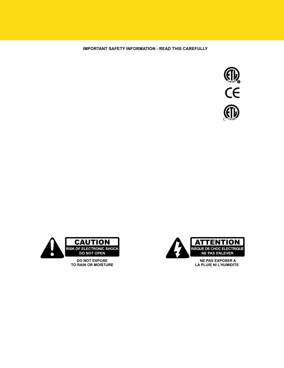 Caution, Attention | JBL EVO1.324 User Manual | Page 3 / 28