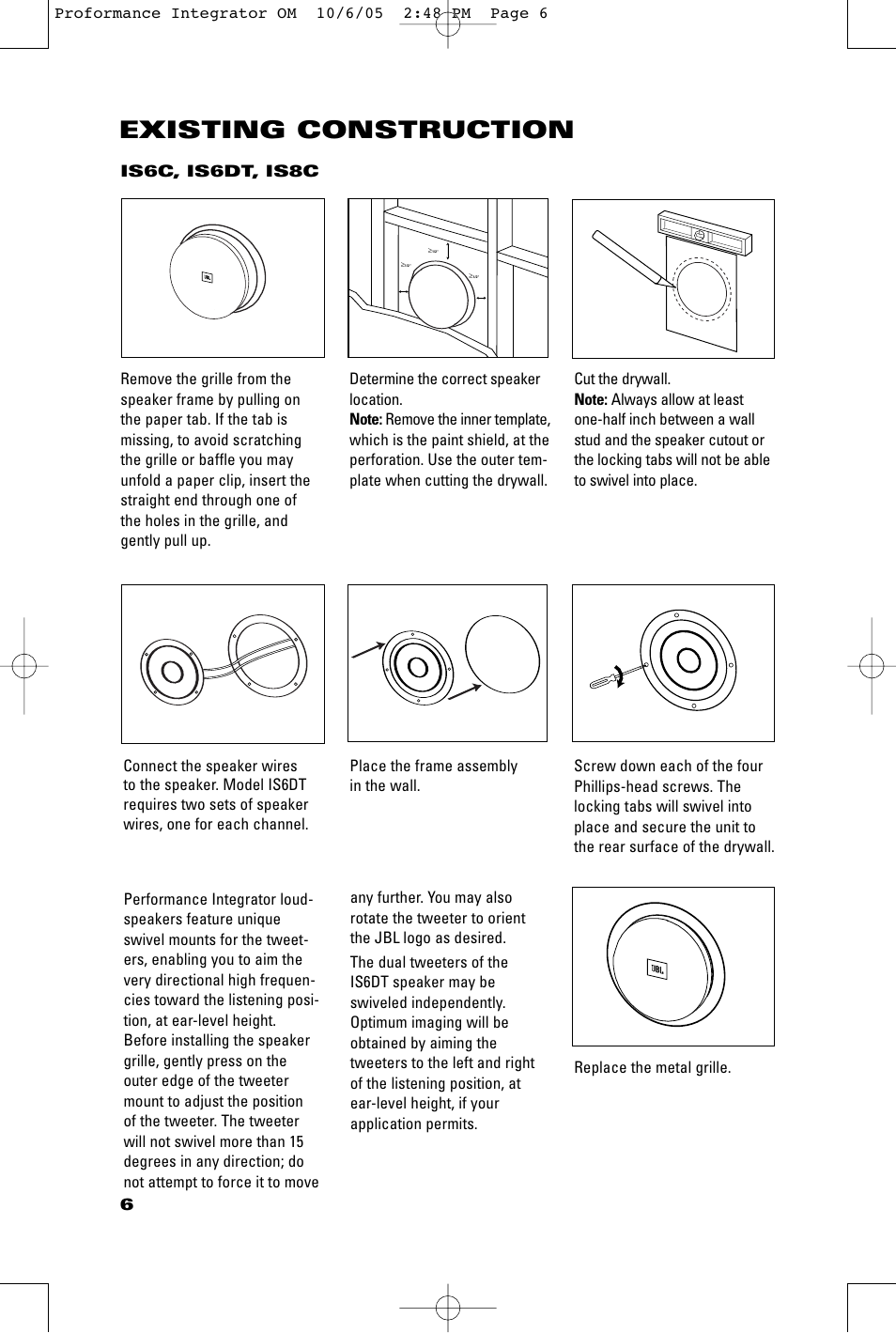 Existing construction | JBL IS8C User Manual | Page 6 / 8