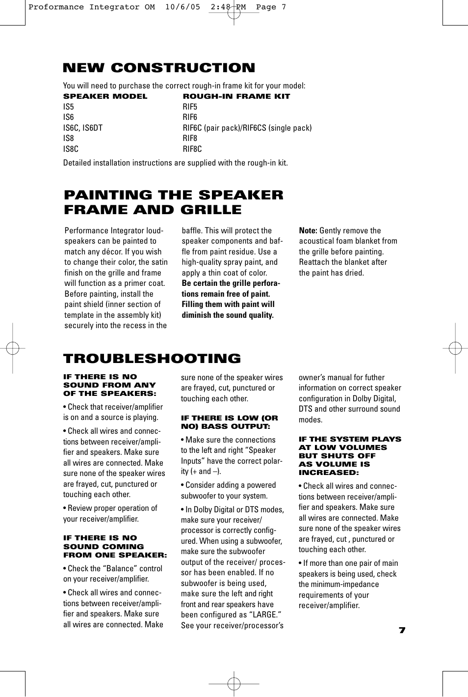 Troubleshooting | JBL IS8C User Manual | Page 7 / 8