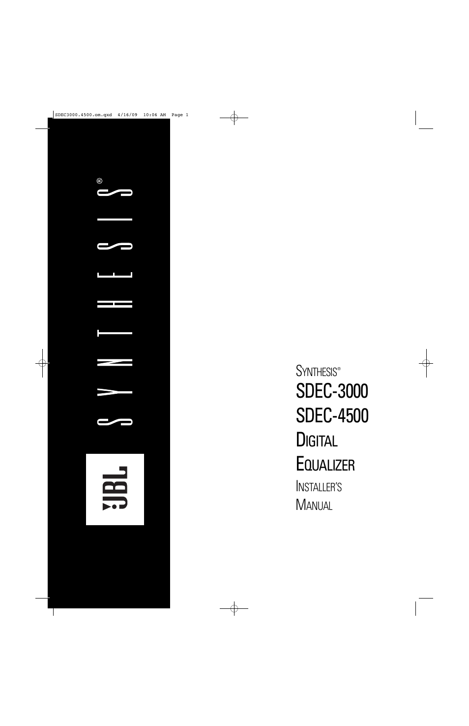 JBL SYNTHESIS SDEC-4500X User Manual | 16 pages