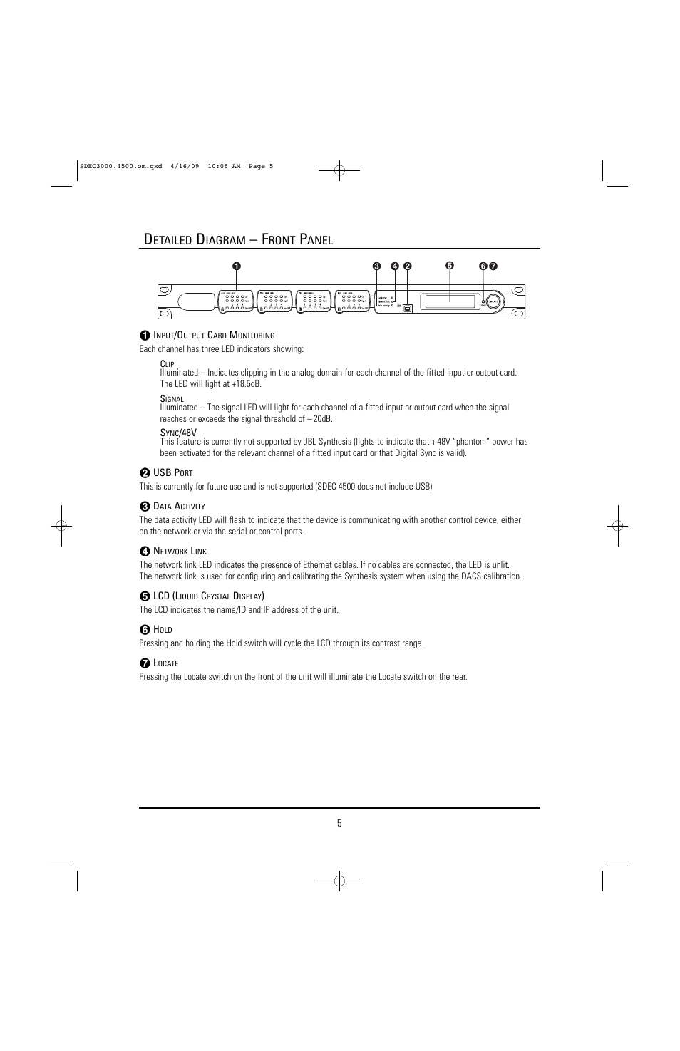 JBL SYNTHESIS SDEC-4500X User Manual | Page 5 / 16