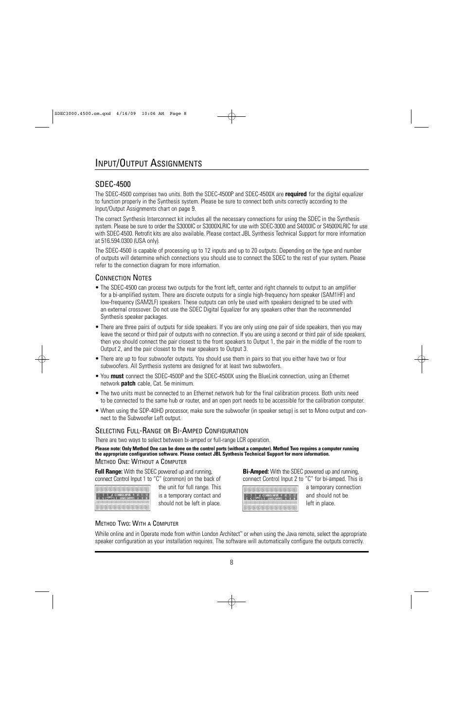 JBL SYNTHESIS SDEC-4500X User Manual | Page 8 / 16