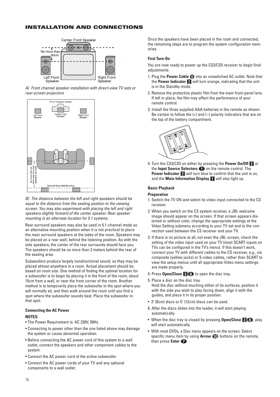 JBL CS3 User Manual | Page 16 / 36