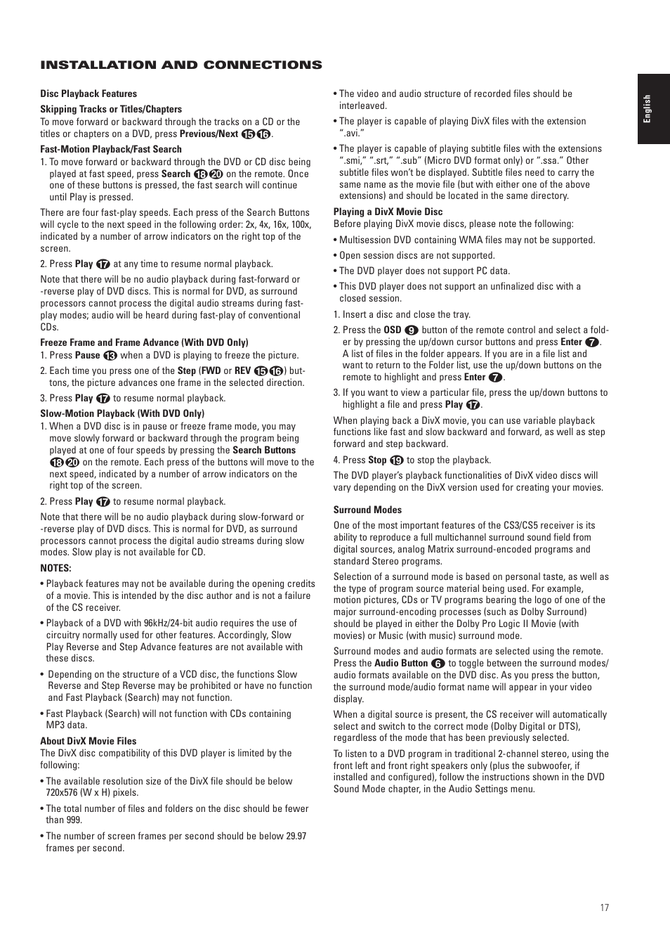 JBL CS3 User Manual | Page 17 / 36