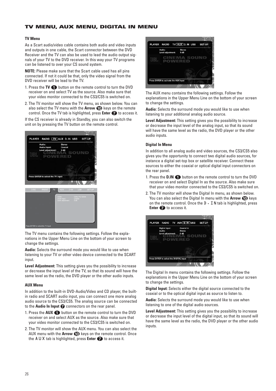 JBL CS3 User Manual | Page 26 / 36