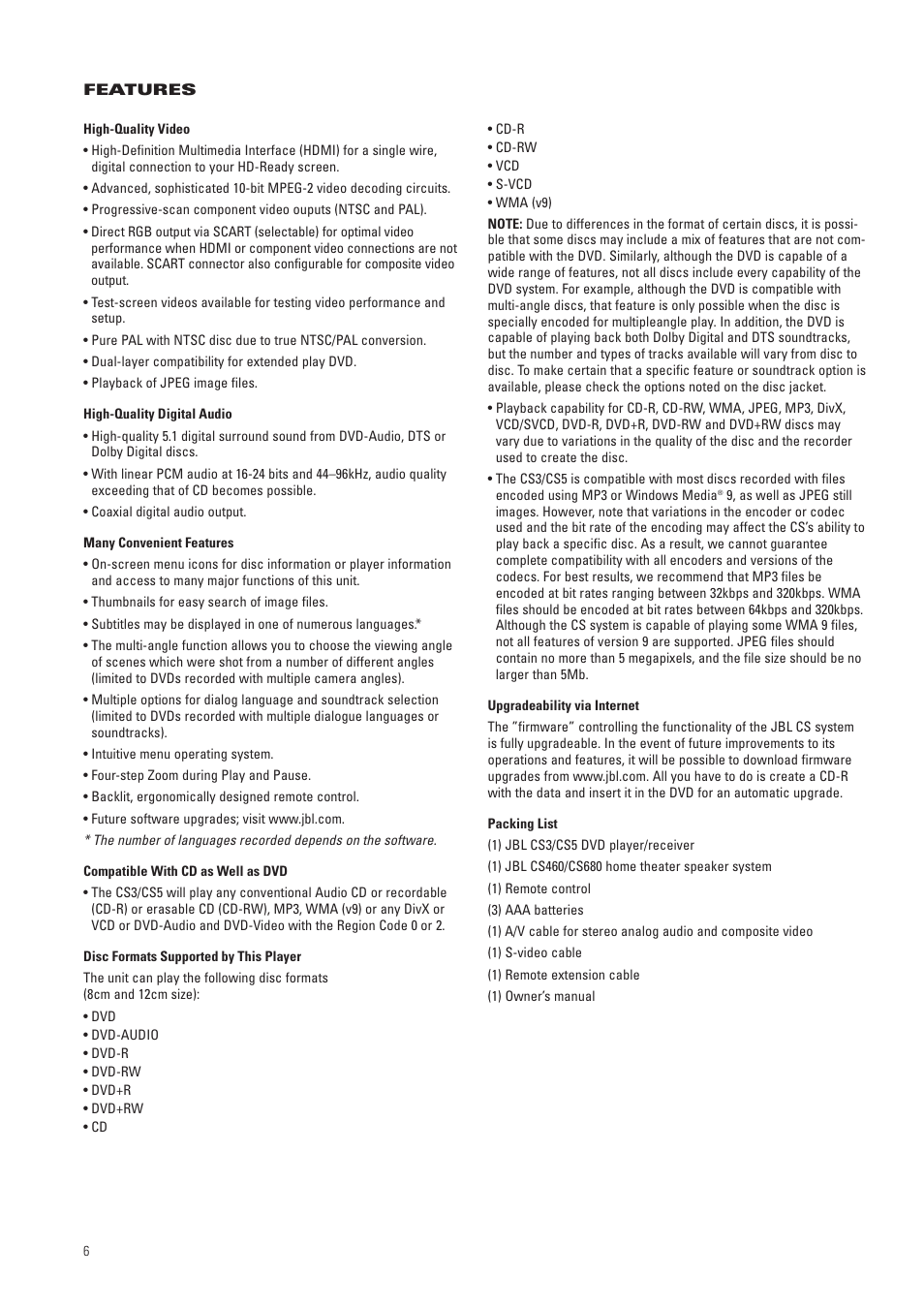 JBL CS3 User Manual | Page 6 / 36