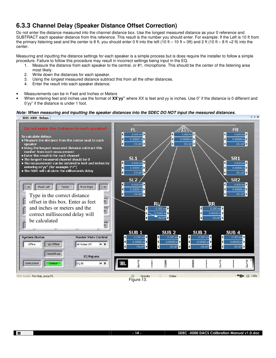 Channel delay (speaker distance offset correction) | JBL SDEC-4000 User Manual | Page 14 / 24