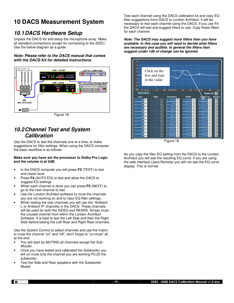 10 dacs measurement system, 1 dacs hardware setup, 2 channel test and system calibration | JBL SDEC-4000 User Manual | Page 19 / 24