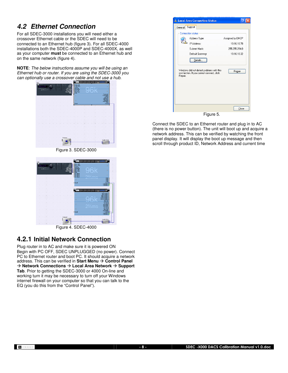 2 ethernet connection, Initial network connection | JBL SDEC-4000 User Manual | Page 8 / 24