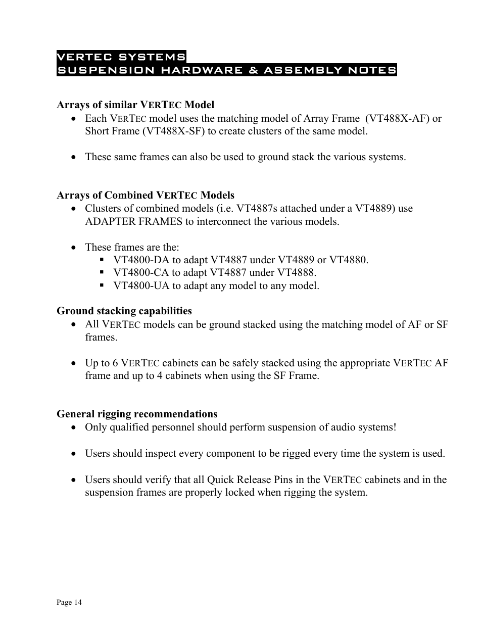 JBL Vertec Series VT4880 User Manual | Page 14 / 20