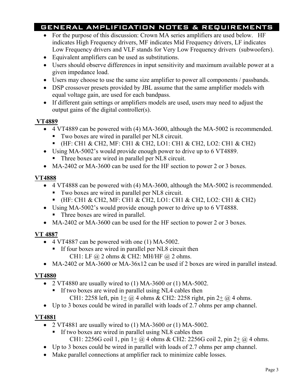 JBL Vertec Series VT4880 User Manual | Page 3 / 20