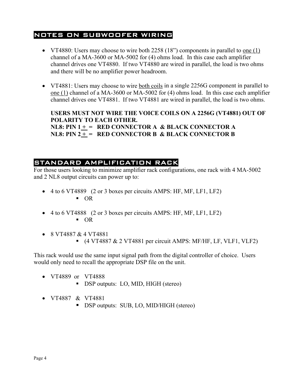 Standard amplification rack | JBL Vertec Series VT4880 User Manual | Page 4 / 20