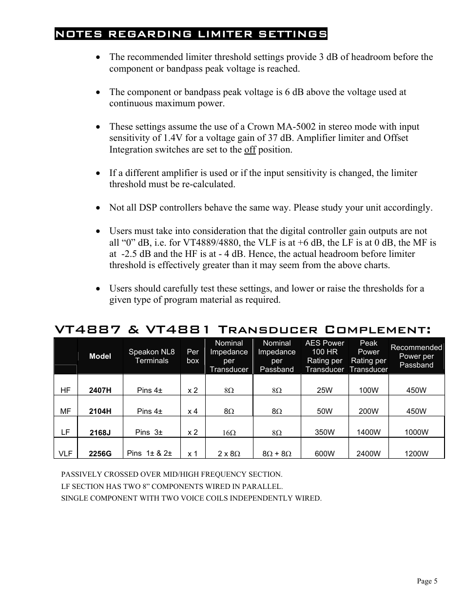 JBL Vertec Series VT4880 User Manual | Page 5 / 20