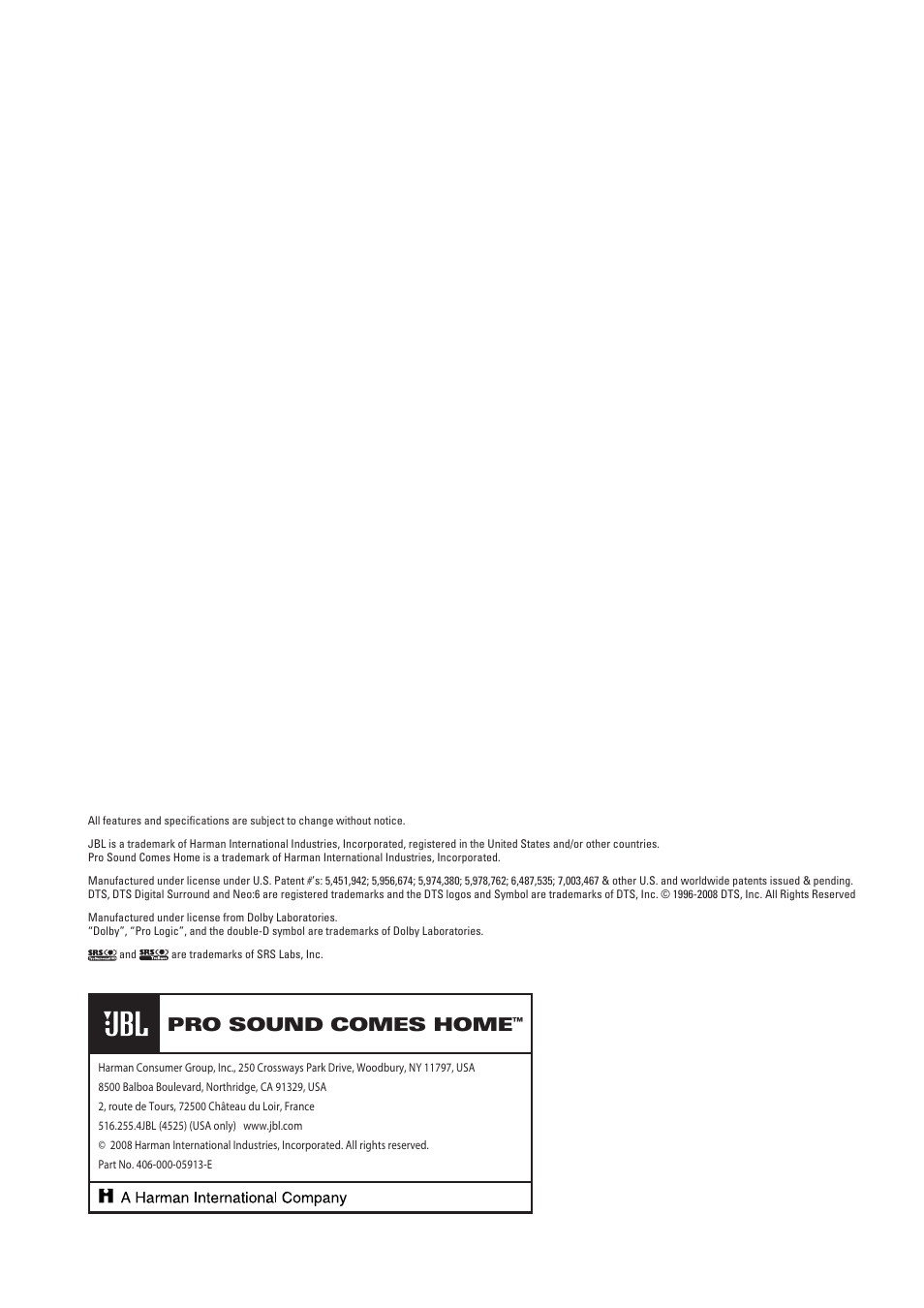 Pro sound comes home | JBL CS 360 Xcite User Manual | Page 16 / 16