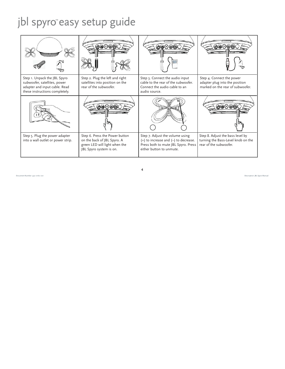 Jbl spyro easy setup guide | JBL spyro User Manual | Page 4 / 68