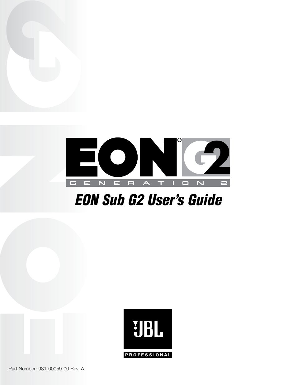 JBL EON Sub G2 User Manual | 15 pages