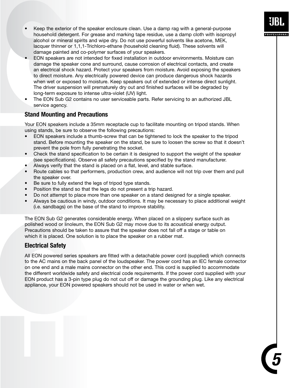 JBL EON Sub G2 User Manual | Page 4 / 15