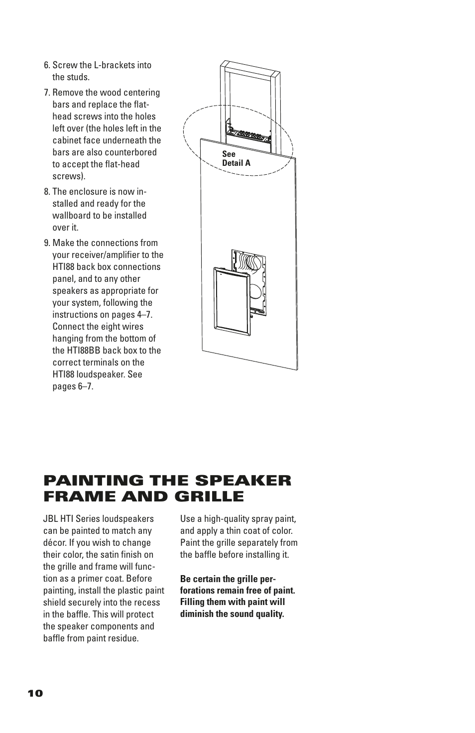 Painting the speaker frame and grille | JBL HTI88 User Manual | Page 10 / 12