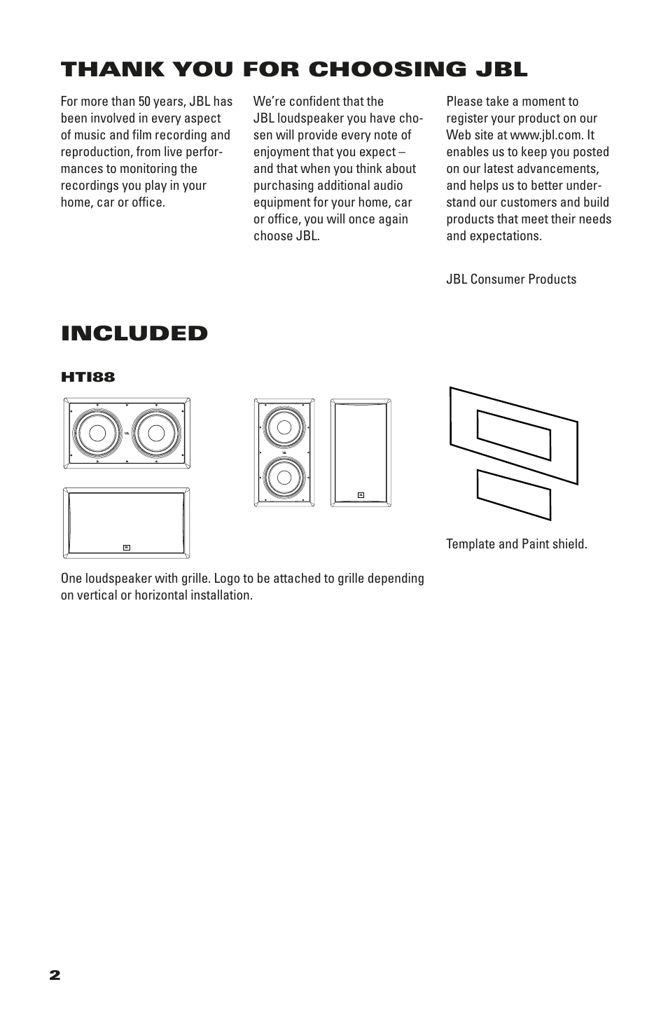 JBL HTI88 User Manual | Page 2 / 12