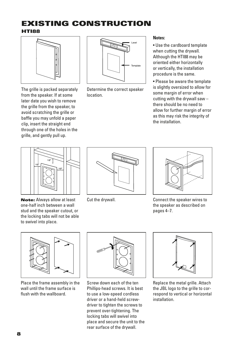 Existing construction | JBL HTI88 User Manual | Page 8 / 12