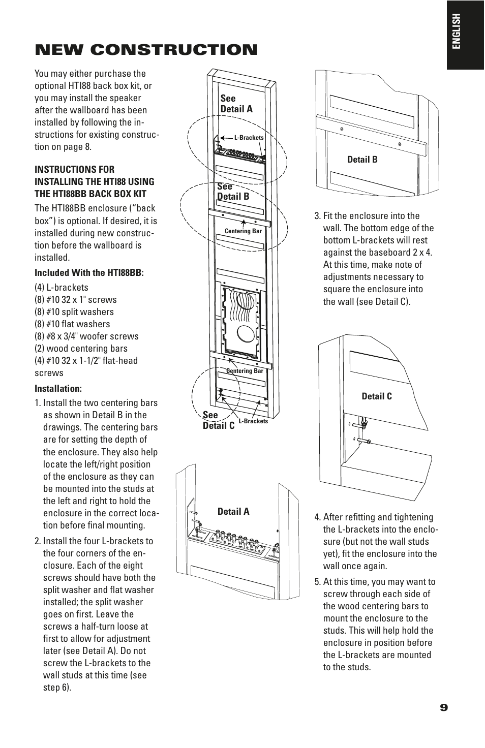 New construction | JBL HTI88 User Manual | Page 9 / 12