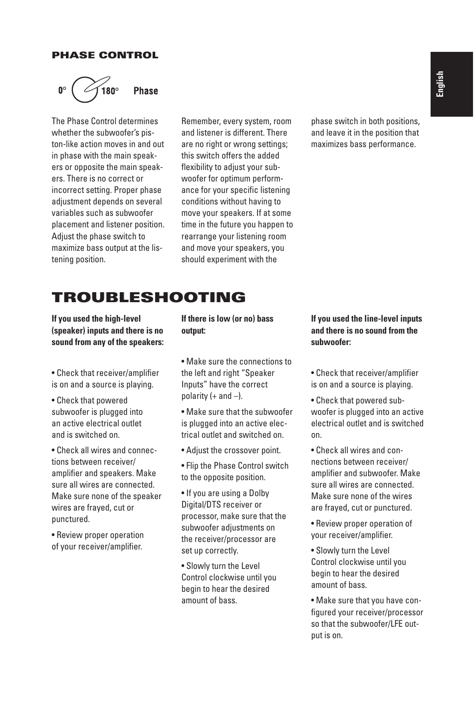 Troubleshooting | JBL Northridge E Series E150P User Manual | Page 7 / 8