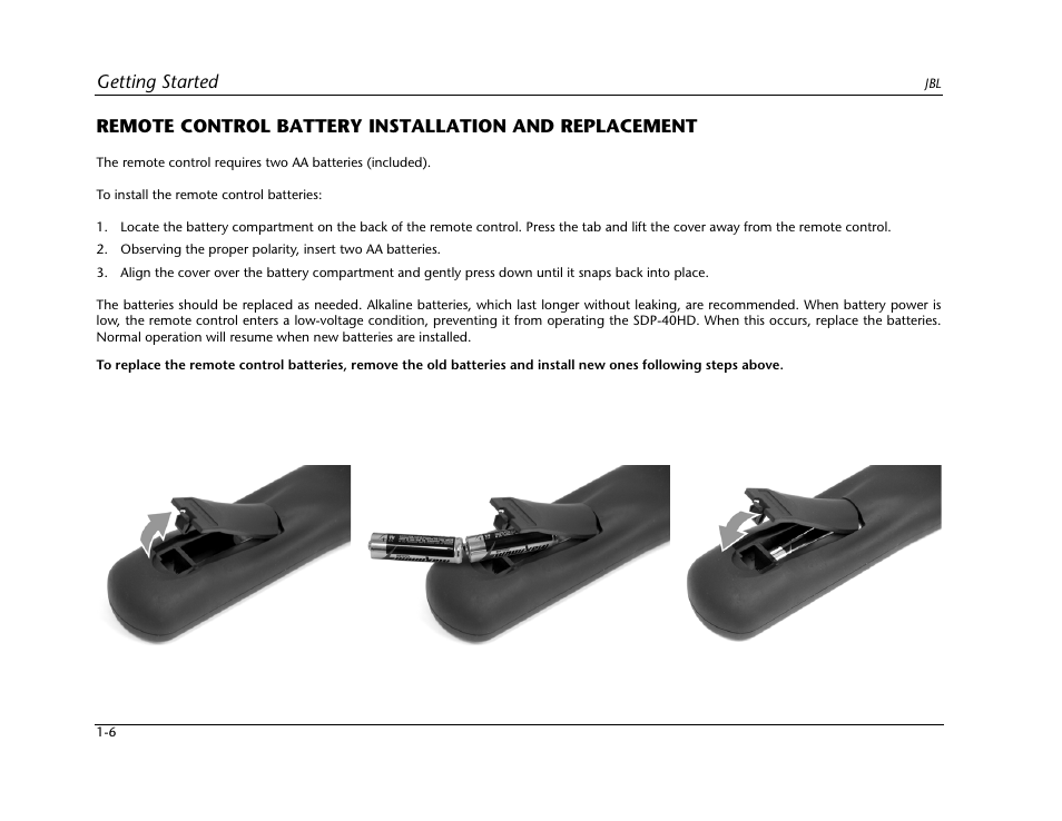 Getting started | JBL SYNTHESIS SDP-40HD User Manual | Page 12 / 190