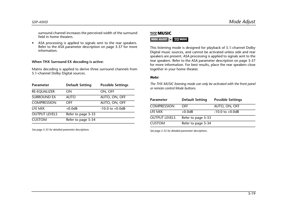 Mode adjust | JBL SYNTHESIS SDP-40HD User Manual | Page 127 / 190