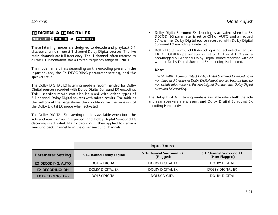 Mode adjust | JBL SYNTHESIS SDP-40HD User Manual | Page 129 / 190