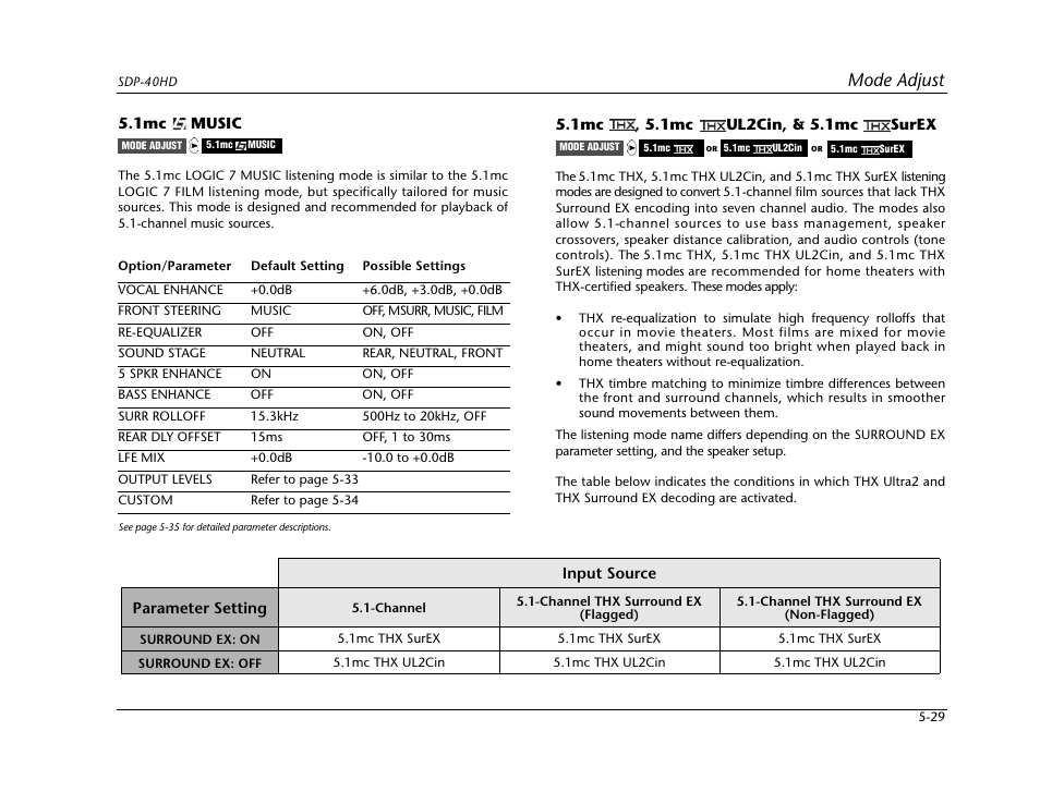 Mode adjust | JBL SYNTHESIS SDP-40HD User Manual | Page 137 / 190