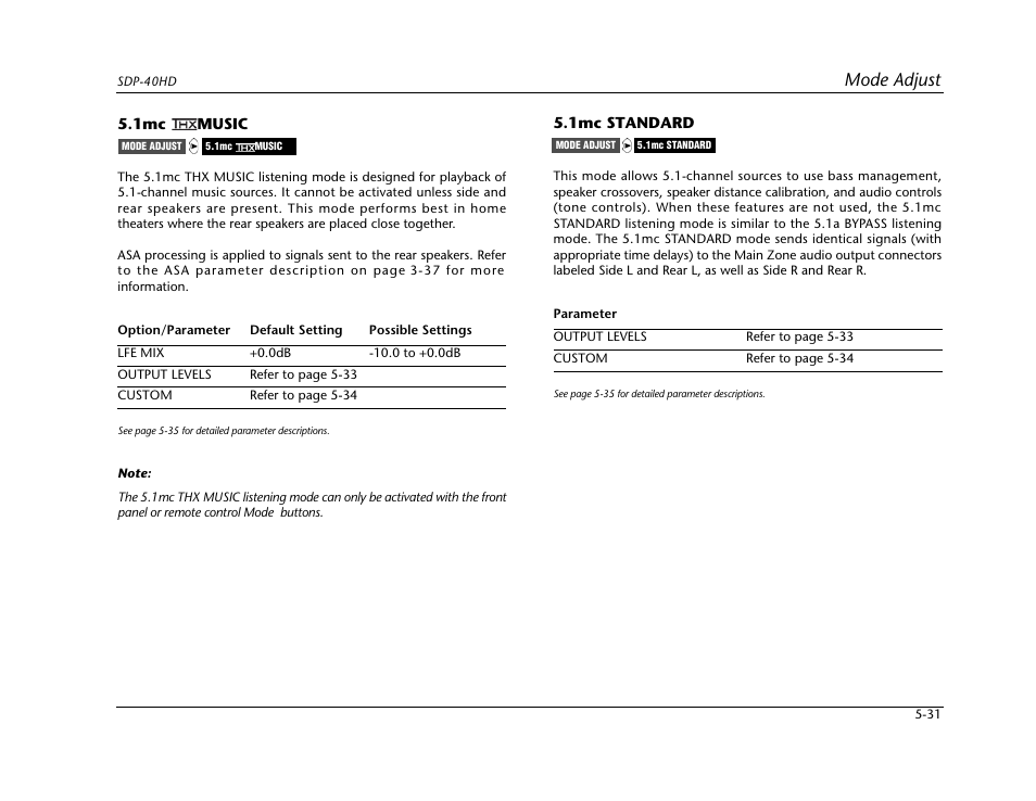 Mode adjust | JBL SYNTHESIS SDP-40HD User Manual | Page 139 / 190