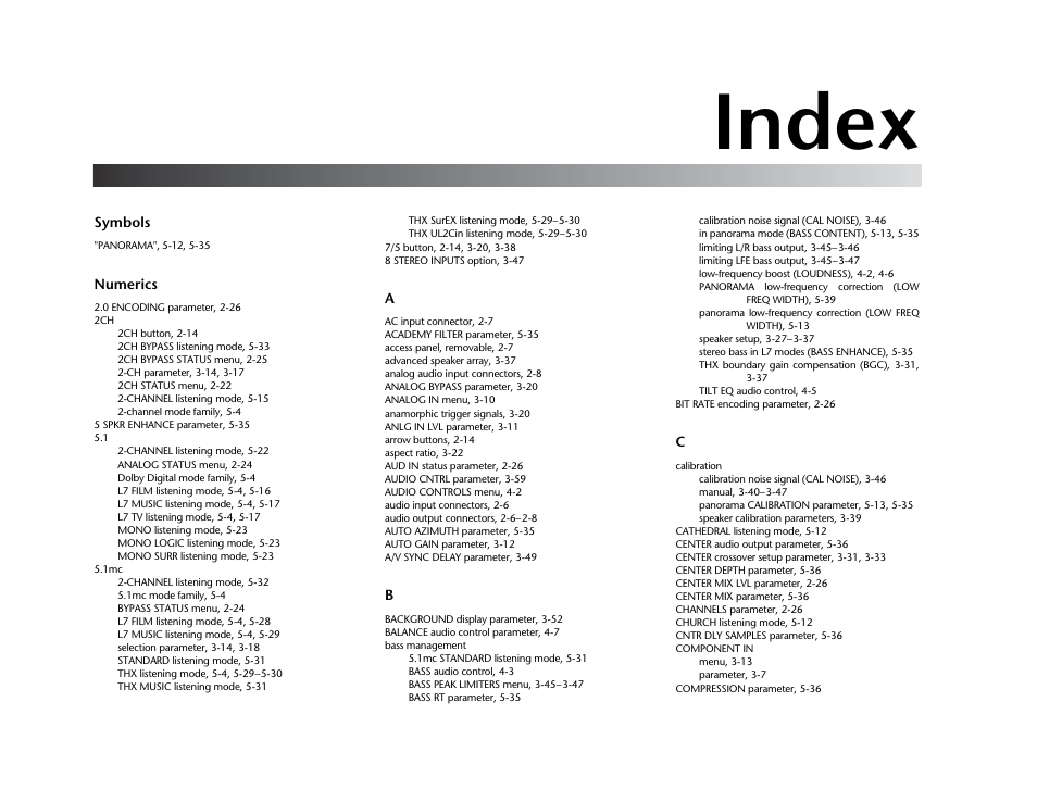 Index | JBL SYNTHESIS SDP-40HD User Manual | Page 183 / 190