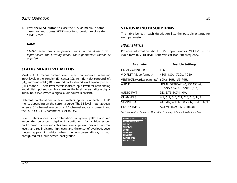 Basic operation | JBL SYNTHESIS SDP-40HD User Manual | Page 34 / 190