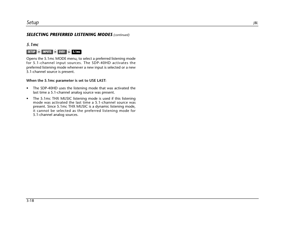 Setup | JBL SYNTHESIS SDP-40HD User Manual | Page 58 / 190