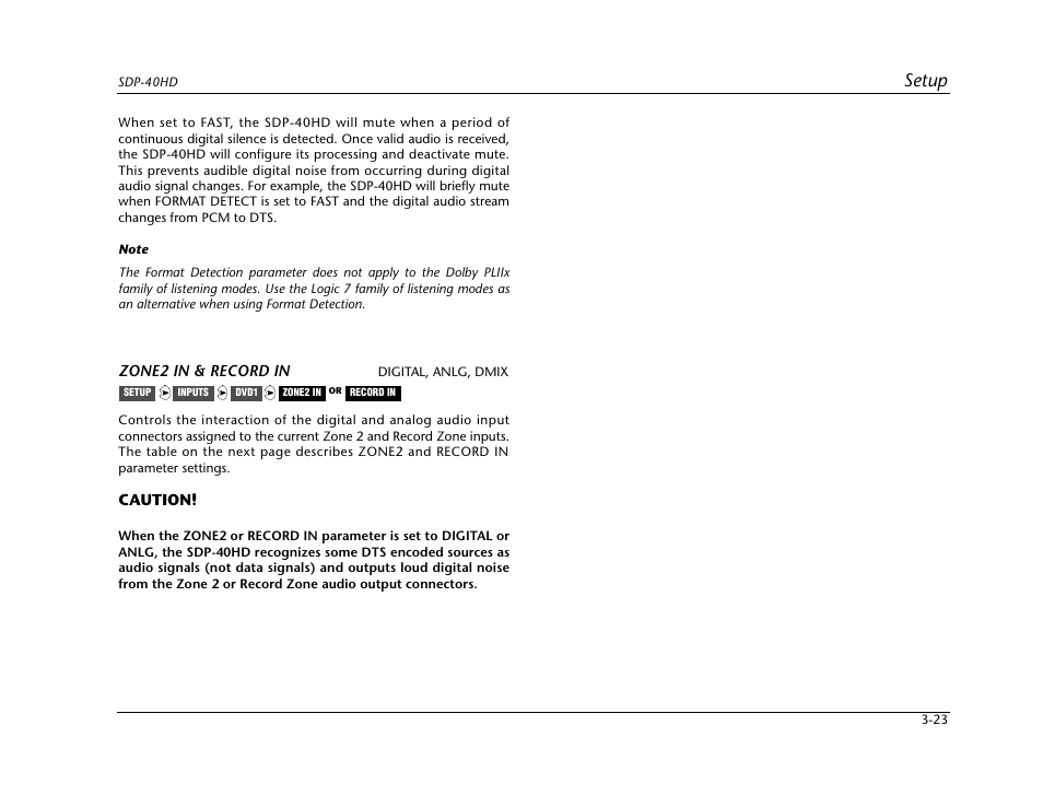 Setup | JBL SYNTHESIS SDP-40HD User Manual | Page 63 / 190