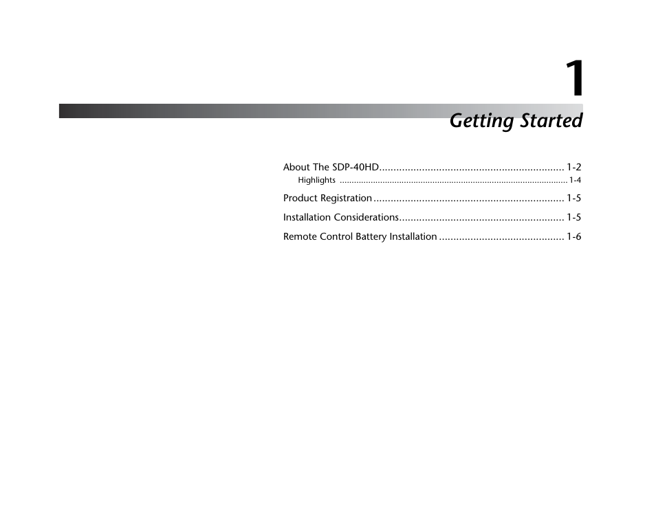 Getting started | JBL SYNTHESIS SDP-40HD User Manual | Page 7 / 190