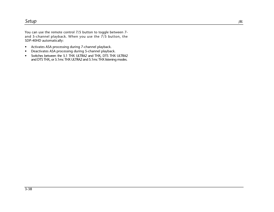 Setup | JBL SYNTHESIS SDP-40HD User Manual | Page 78 / 190