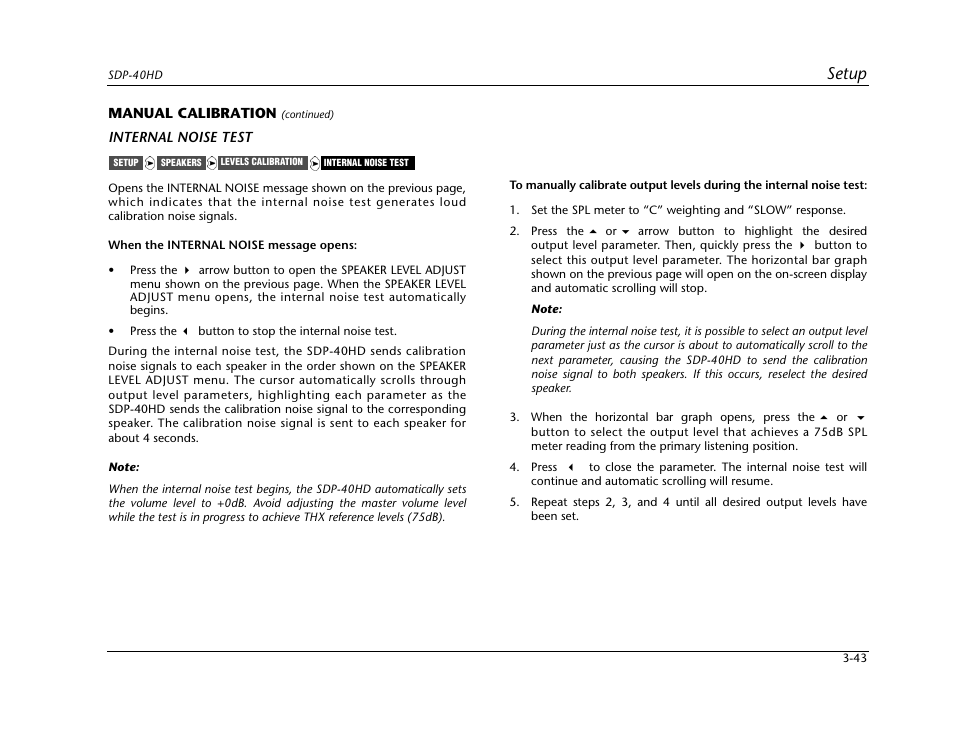 Setup | JBL SYNTHESIS SDP-40HD User Manual | Page 83 / 190