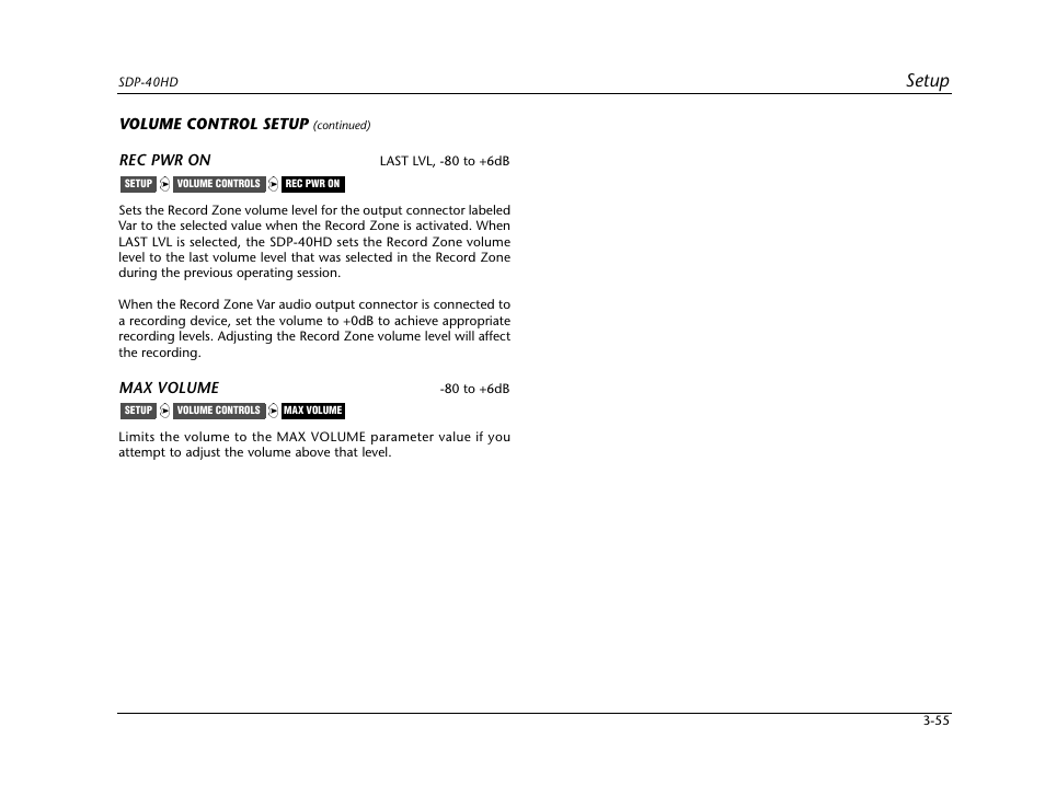 Setup | JBL SYNTHESIS SDP-40HD User Manual | Page 95 / 190