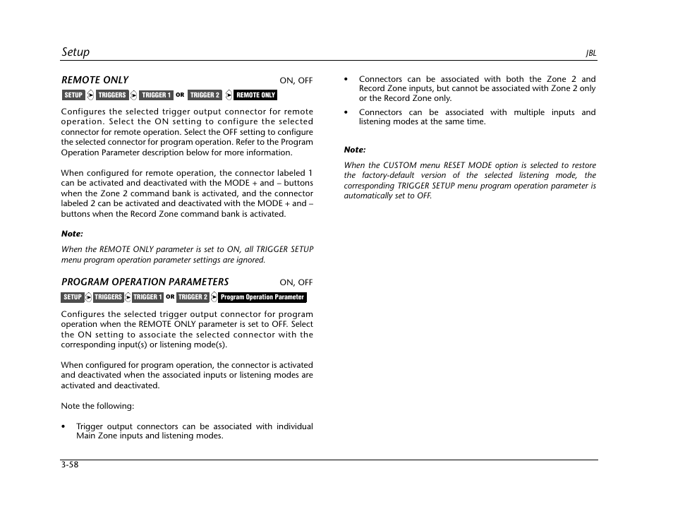 Setup | JBL SYNTHESIS SDP-40HD User Manual | Page 98 / 190