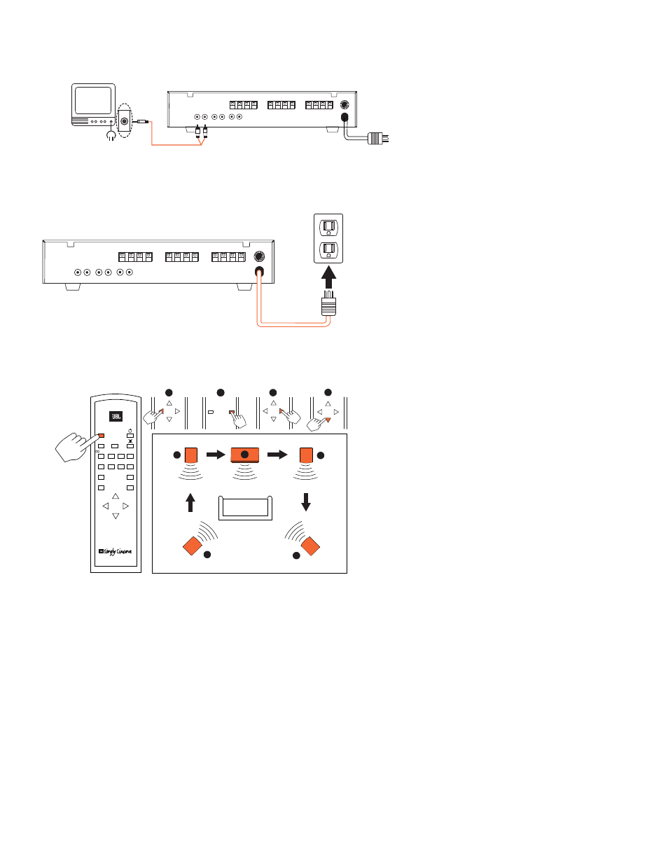 Four, Five, Source connection (headphone) | Plug-in, Test | JBL SIMPLY CINEMA ESC200 User Manual | Page 6 / 12