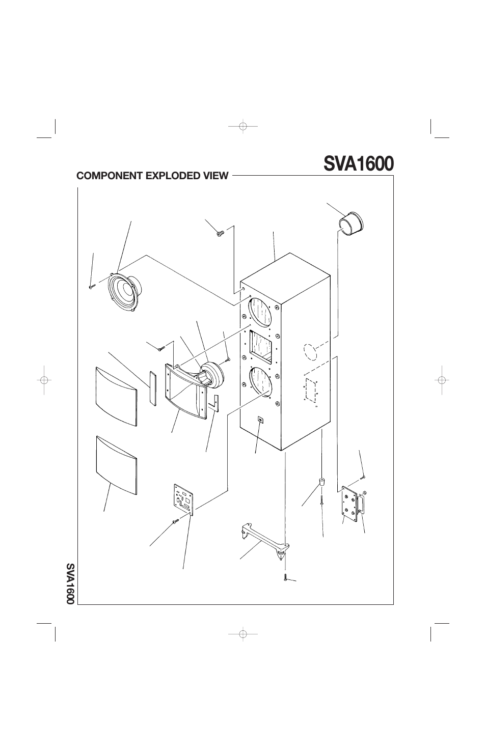 Sva1600, Sv a1600 component exploded view | JBL SVA1600 User Manual | Page 2 / 2